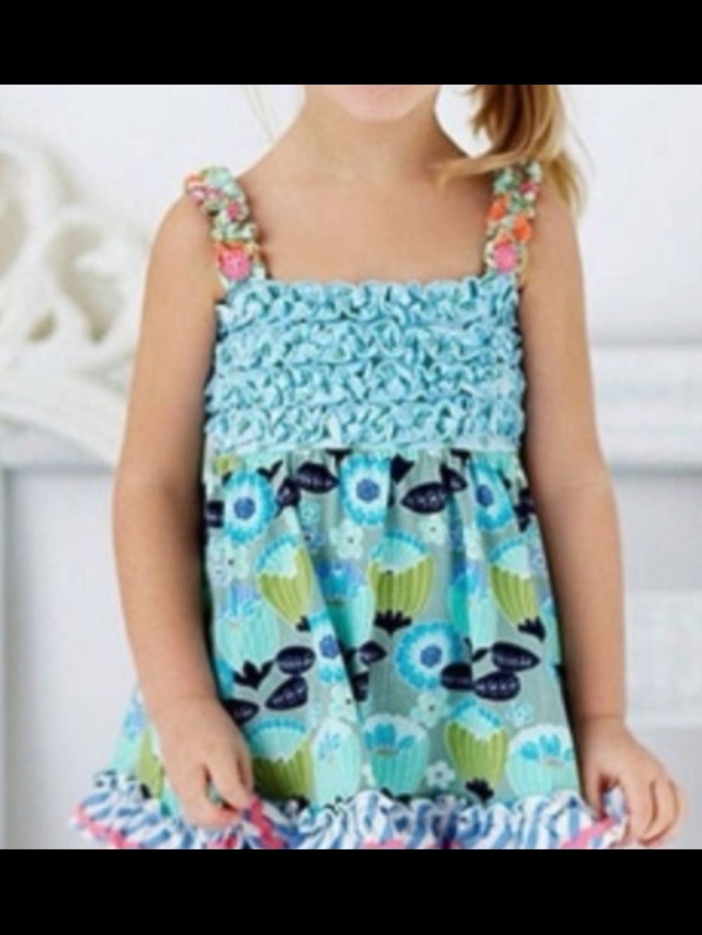 Matilda Jane Aqua Blue Floral Ruffle Sundress